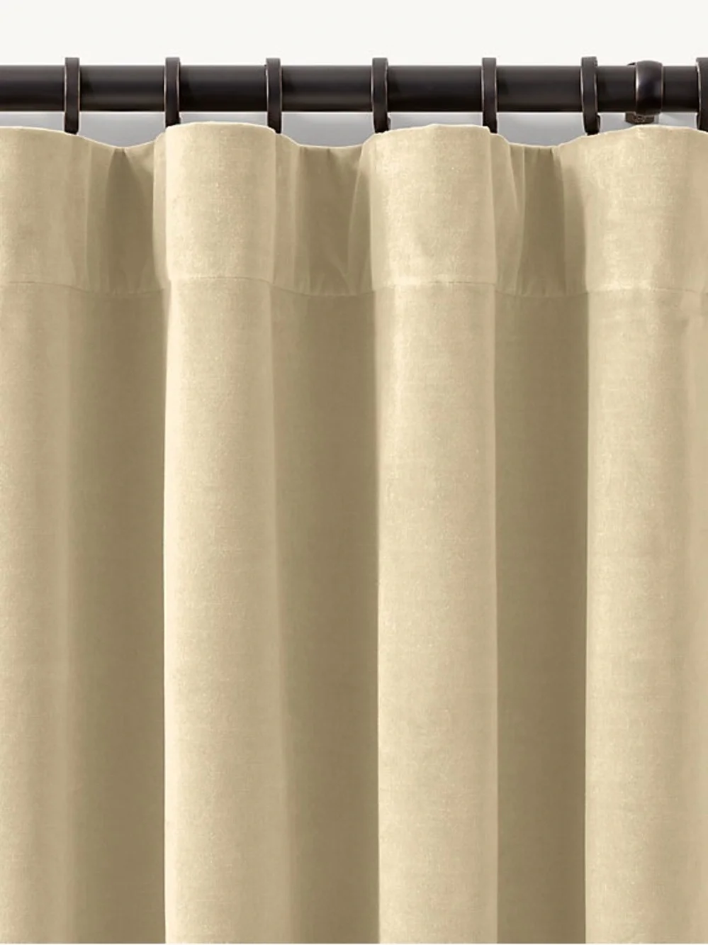 Restoration Hardware COTTON VELVET DRAPERY Panel Drapes ROD POCKET Sand 50”x92”
